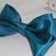 Dark Teal Silk Bow Tie and White or Black Dog Collar for Wedding