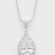 Wedding Necklace Bridal Necklace with Large Clear Cubic Zirconia Teardrop pendant Silver Wedding Jewelry