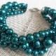 Teal Pearl Bracelet,Wedding Jewelry,Pearl Jewelry,Bridesmaid Bracelet,10mm Pearl Bracelet,Glass pearl Bracelet, Pearl Bracelet ,Jewelry,