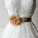 Handmade Golden Lace Flower Sash Bridal Belt, Golden wedding Sash belt