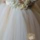 Flower girl dress, ivory and champagne tutu dress