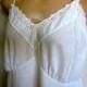 Vintage full Slip white cotton and lace nightgown sexy plus size lingerie 42 bust