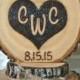 Rustic Wedding Cake Topper Personalized Heart Wood Burned Country