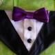 TUXEDO COLLAR Bandana Black with Purple Bow Tie  - Dog Puppy Cat Pet