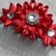 Red Hair Accessory, Red Hair Comb, Red Hair Flower, Red Flower Comb, Red Wedding Hair Accessories, Hair Accents, Bridesmaid Hair Combs