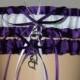 Plum/Purple And White Garter Set,Bridal Garter Set, Keepsake Garter, Plus Size Garter Available