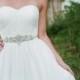 Diamond wedding belt, rhinestone bridal sash, centered on ribbon, Silver Glass Rhinestone Crystals