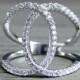 Trending overlapping loop diamond Ring, sterling silver ring, sparkly ring, loop Ring, golden Ring, Pave Ring, circle Ring, engagement ring