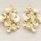 PDT550-MG // Matte Gold Plated Abstract Rose Bouquet Connector Pendant, 2 Pc