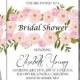 Bridal Shower Invites Printable Wedding Shower Invitation, DIY Floral invitation, printable bridal invite floral flowers
