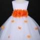 White with Orange  butterfly petal baby Infant easter party wedding flower girl dress 6M 12m 18m 2 4 6 8 10 F14WH