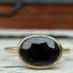 Black sapphire ring, black sapphire gold ring, black engagement ring