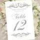 Wedding Table Numbers Template Instant Download Charcoal Gray Printable EZ to Cut 'Sarah' Design FREE FONTS  You Edit Text