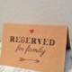 DIY PRINTABLE - Reserved For Family wedding sign with heart