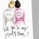 Maid of Honor PDF Download Blonde Bride, Black Bun Will you be my Maid of Honor PDF printable card