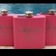 4 Personalized Bridesmaid Flasks, Bachlorette Party Favors Pink Engraved Hip Flask, Monogram Flask, Maid of Honor, Wedding Party Gifts/favor