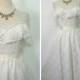 Vintage 1960s Wedding dress, White lace dress, Sweetheart ruffle bust ,50s wedding dress