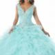 Buy Australia 2015 Mint Ball Gown Beaded Cascading Ruffles Organza Skirt Floor Length Quinceanera Dress/ Prom Dresses 5539 at AU$332.13 - Dress4Australia.com.au