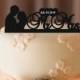 personalized wedding cake topper - monogram cake topper , silhouette wedding cake topper bride and groom cake topper - rustic cake topper