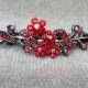 Red Rhinestone Hair Clip / Holiday Wedding / Holiday Barrette Clip / Vintage Inspired Holiday Clip