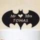 Mr and Mrs Cake Topper With Surname - Acrylic Wedding Topper - Personalized Wedding Cake Topper - Batman Silhouette - Wedding Decoration 054