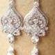 Rhinestone Chandelier Bridal Earrings, Vintage Style Pearl Wedding Bridal Earrings, Pearl Drops, Old Hollywood Bridal Jewelry, JACQUELINE