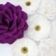 7 Large Paper Flowers/Large Paper Roses/Wedding Decoration/Arch Flowers/ Table Flower Decoration/ Purple and White Flowers