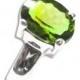 Silver Peridot Ring 925 Sterling Engagement Rings with Green Gemstone