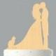 Wood Wedding Cake Topper Silhouette Groom and Bride, Acrylic Cake Topper