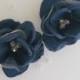 Navy Blue fabric flowers in handmade, Bridal dress hair shoes accessory, Clip Pin Brooch Bridesmaids gift Navy Blue Weddings, Something Blue