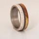 Antler ring with wood lapis inlay titanium wedding band
