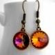 Volcano Rivoli Swarovski Crystal Earrings, Handmade Copper Earrings, Fall Wedding Jewelry, Orange and Pink, Fall Earrings, Autumn Earring