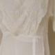 Antique Edwardian sheer linen wedding dress with attached flat panel train