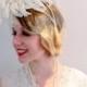 Diner en Blanc-Feather Fascinator- Feather Headpiece- Bridal - 1920s Headdress-  white fascinator -Handmade in USA-