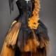 Private Listing For Heathergarvey Custom Size Orange And Black Feather Burlesque Corset Witch Costume With Hat