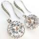 Round Clear White Cubic Zirconia Earrings Crystal Earrings Bridal Earrings Wedding Jewelry Bridesmaid Gift Bridal Earrings (E031)