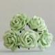 35mm Mint Green Roses - 5 mulberry paper flower with wire stems - Great for wedding decoration and bouquet [165-c]