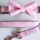 Pink Peony Blush Bow Tie For Dog With Optional Matching Leash