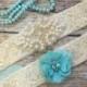 SALE ((LooK)) Wedding garter / Lace garter SET / bridal  garter / vintage lace garter / toss garter / wedding garter / pearl garter / aqua g
