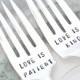Wedding Forks - LOVE IS PATIENT - Vintage Silver Plated Hand Stamped Forks - Customizable - Add Wedding Date to Handles -  Lady Helen 1924