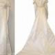 Opulent 60s Vintage Renaissance Style Satin Wedding Dress, Train & Veil