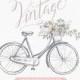 Vintage bicycle with floral bouquet clipart / Wedding invitation clip art graphics / commercial use / rustic / CM0062a