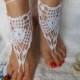 Crochet Barefoot Sandals Beach Wedding  Yoga Shoes Foot Jewelry White