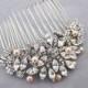 Vintage Style Pearl Crystal Hair comb, 1920s Flower Blush Pearl Bridal haircomb, Vintage Wedding Hair comb - 'SIENA'