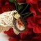 Wedding Bouquet Photo Charm #17 with Rose - Bronze CUSTOM Memorial Antique Oval - Bridal Keepsake