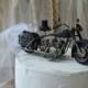 Motorcycle-ring holder-pillow-cake topper-ring bearer-Harley Davidson-bride-groom-motorcycle rider-themed wedding-cake topper-wedding-custom