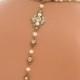 Back drop necklace, bridal necklace, pearl necklace, vintage style necklace, Art Deco necklace, rhinestone necklace