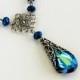 Bermuda Blue Necklace, Bridal Necklace, Bridesmaid Gift, Swarovski Crystal Jewelry, Blue Bridesmaid Necklaces