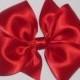 Medium Pinwheel Style Satin Hair Bow in Red