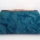 Blue lagoon Hand Dyed Clutch Purse with Silver Finish Snap Close Frame, Bridesmaid, wedding, Special Occasion